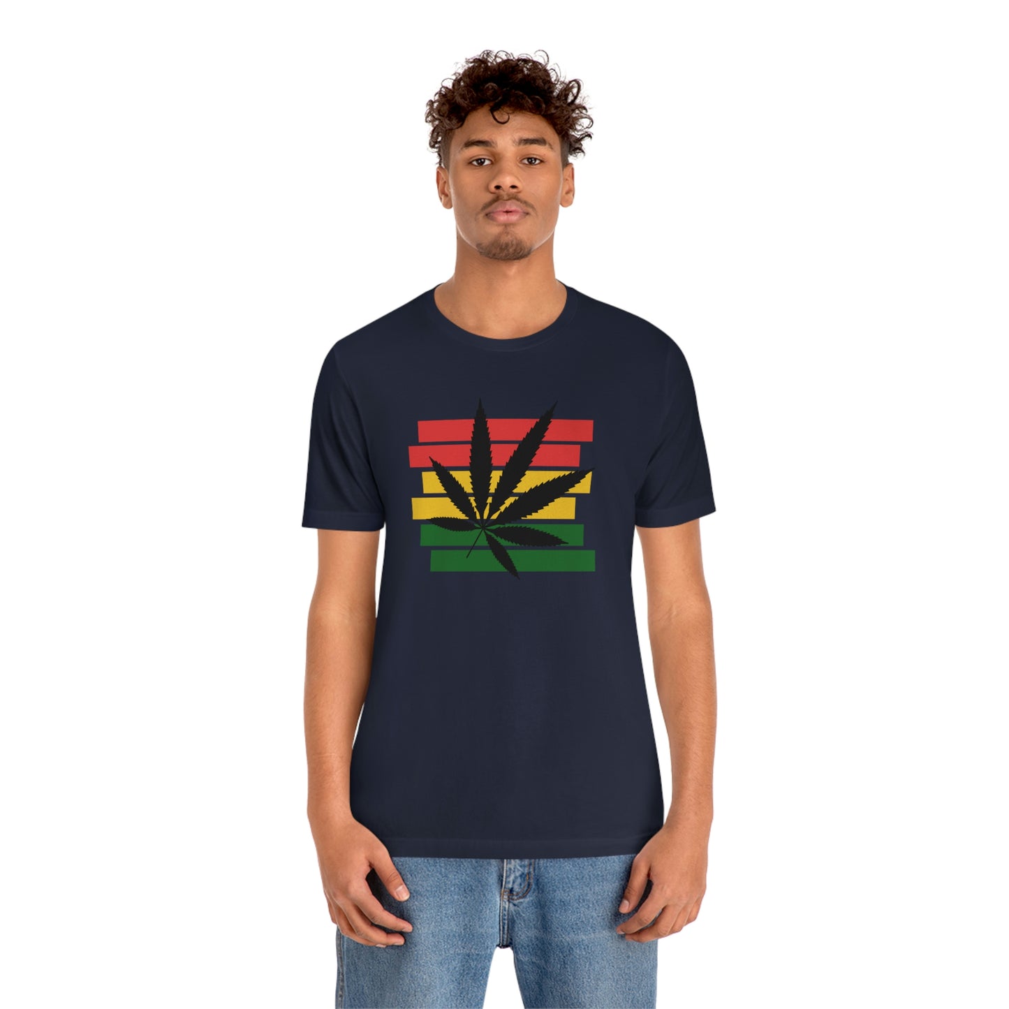 Pot Leaf With Classic Colors, Yellow, Green, Yellow, Unisex Jersey Short Sleeve Tee