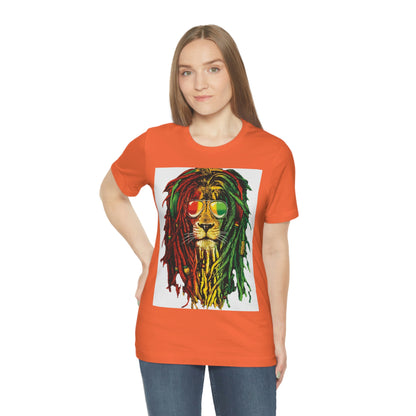 Reggae Lion With Dread locks, Unisex Jersey Short Sleeve Tee