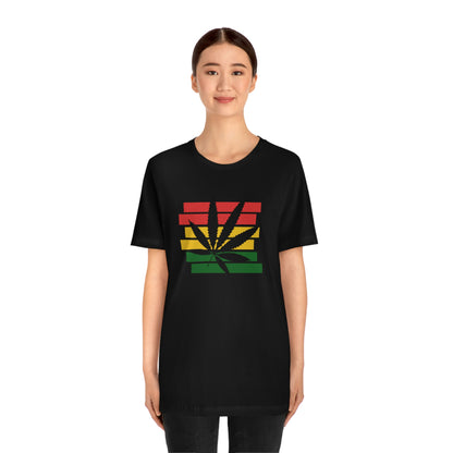 Pot Leaf With Classic Colors, Yellow, Green, Yellow, Unisex Jersey Short Sleeve Tee