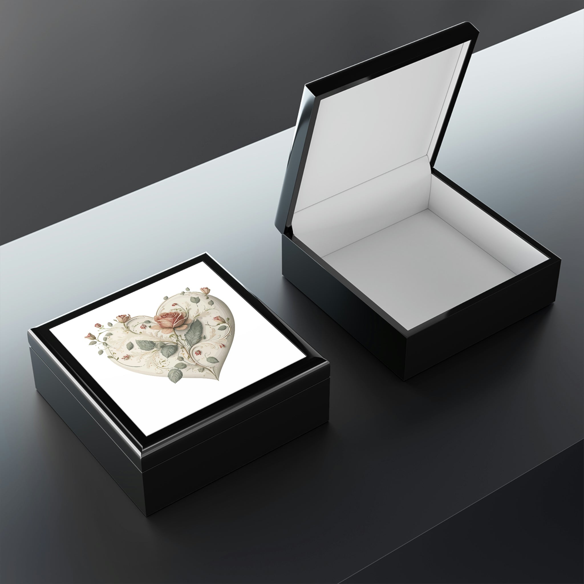 Intricate Hearts by Heron Lake Print 2 Jewelry Box