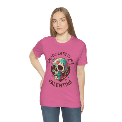 Chocolate Is My Friend My Valentine Skull Unisex Jersey Short Sleeve Tee