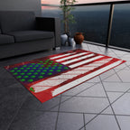Flag Red, White And Blue Beautiful Red Background With Marijuana Pot Weed 420 Outdoor Rug