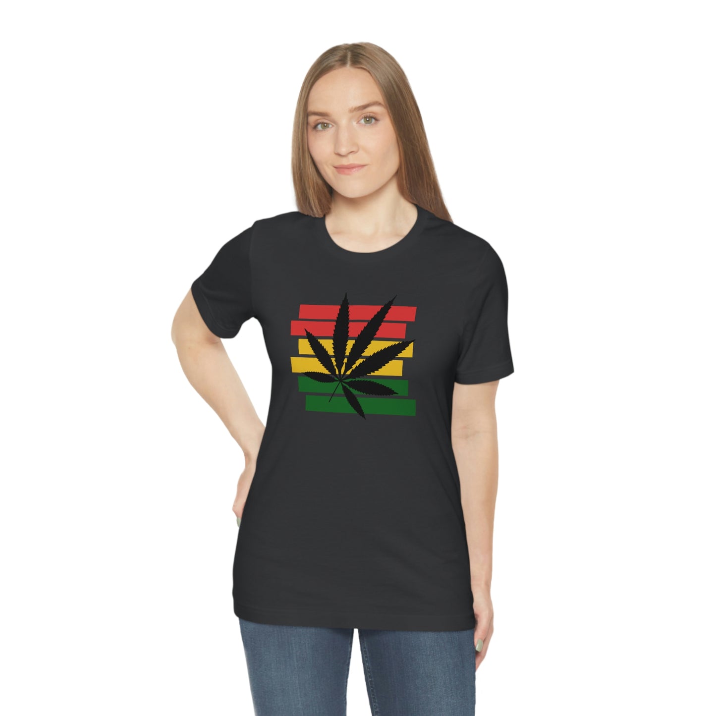 Pot Leaf With Classic Colors, Yellow, Green, Yellow, Unisex Jersey Short Sleeve Tee