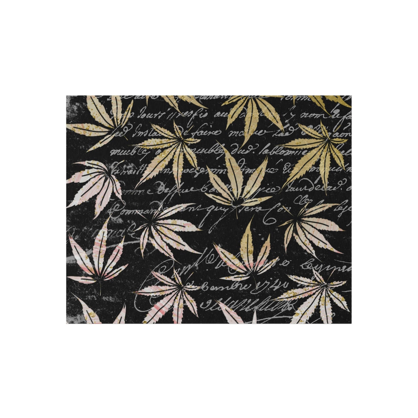 Gold And Black 420 Weed Pot Marijuana Leaf Outdoor Rug