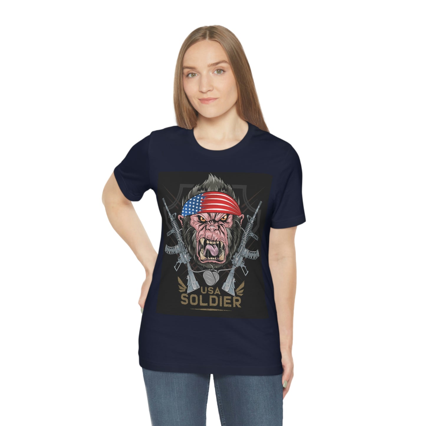 Angry Gorilla USA Soldier, Unisex Jersey Short Sleeve Tee