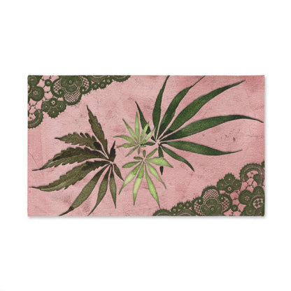 Grey Lace Gorgeous Pink Beautiful Multicolored 420 Weed Pot Marijuana Leaf Hand Towel