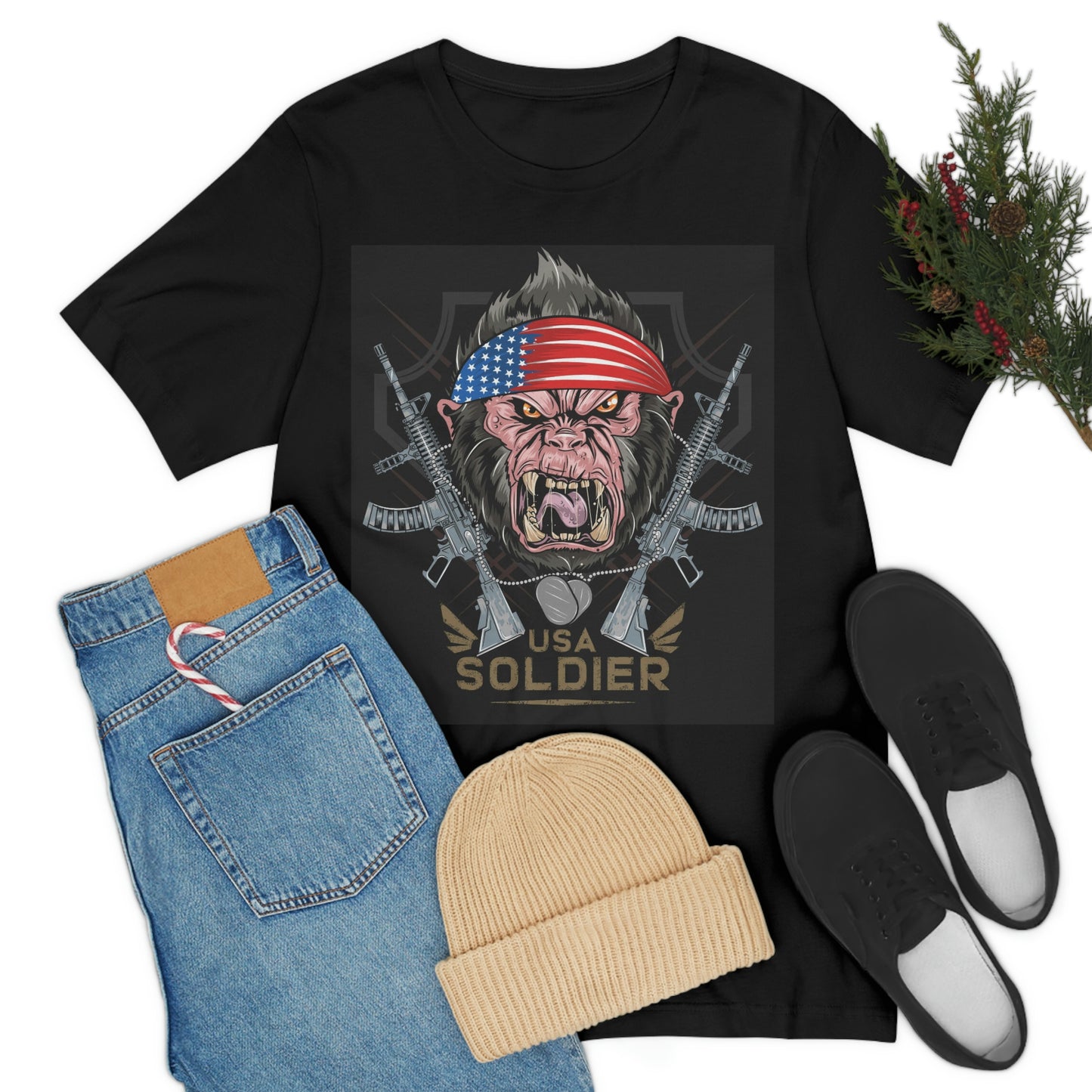 Angry Gorilla USA Soldier, Unisex Jersey Short Sleeve Tee