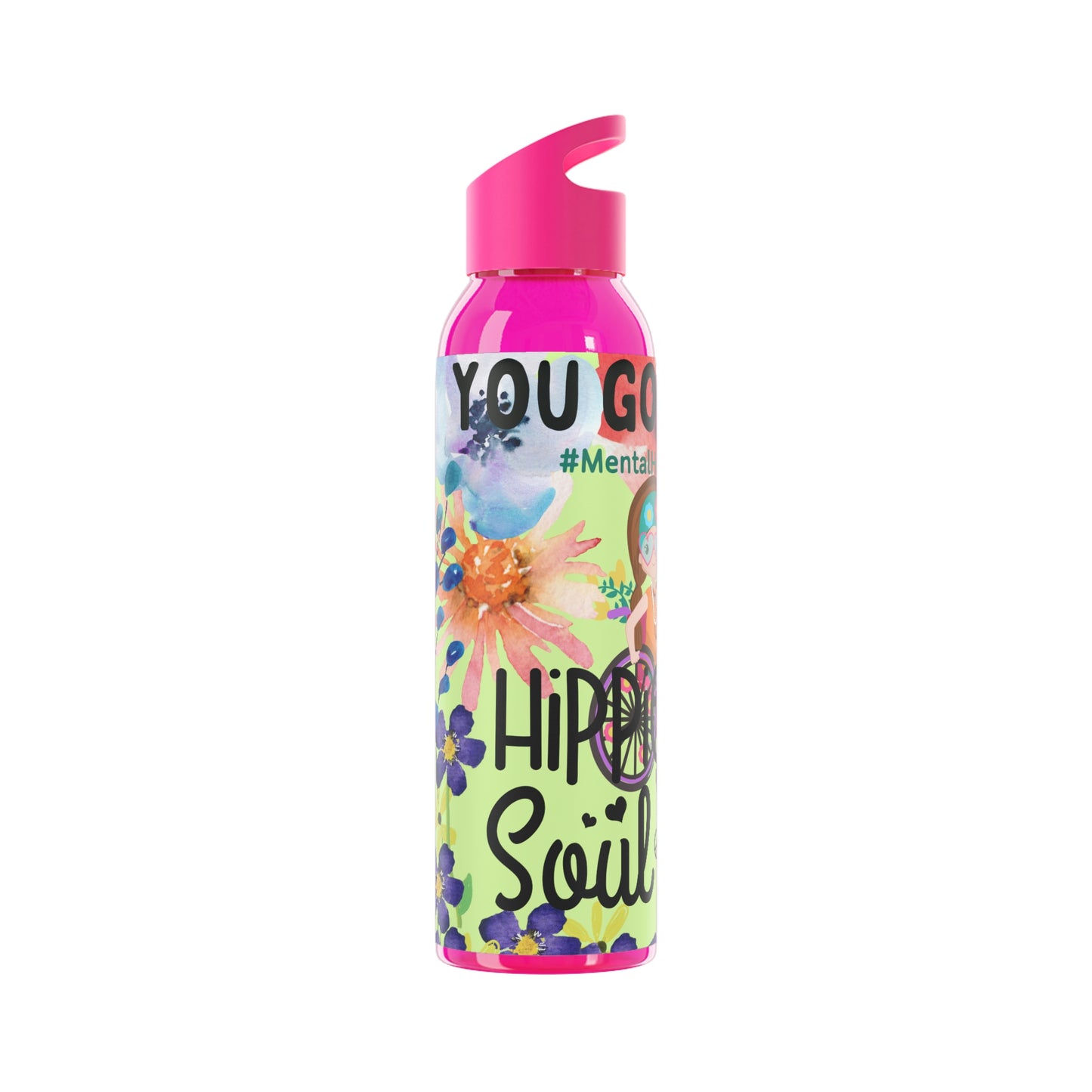 You Good Sis ? Mental Health Awareness Hippie Chic , Wheelchair Green Background Sky Water Bottle