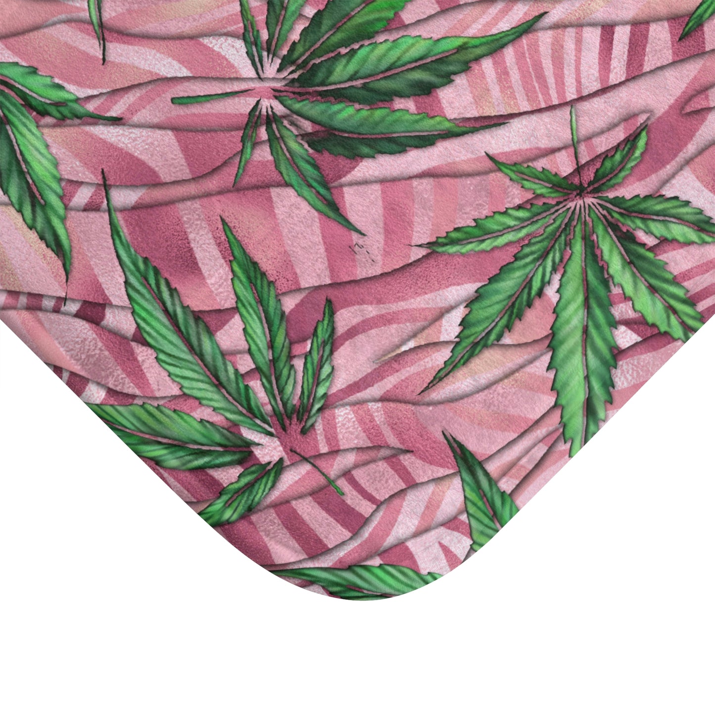 Sassy Pink And Green 420 Weed Marijuana Leaf Bath Mat