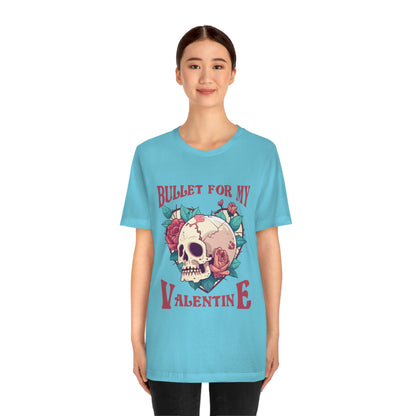 Bullet For My Valentine Skull With Red Roses Unisex Jersey Short Sleeve Tee