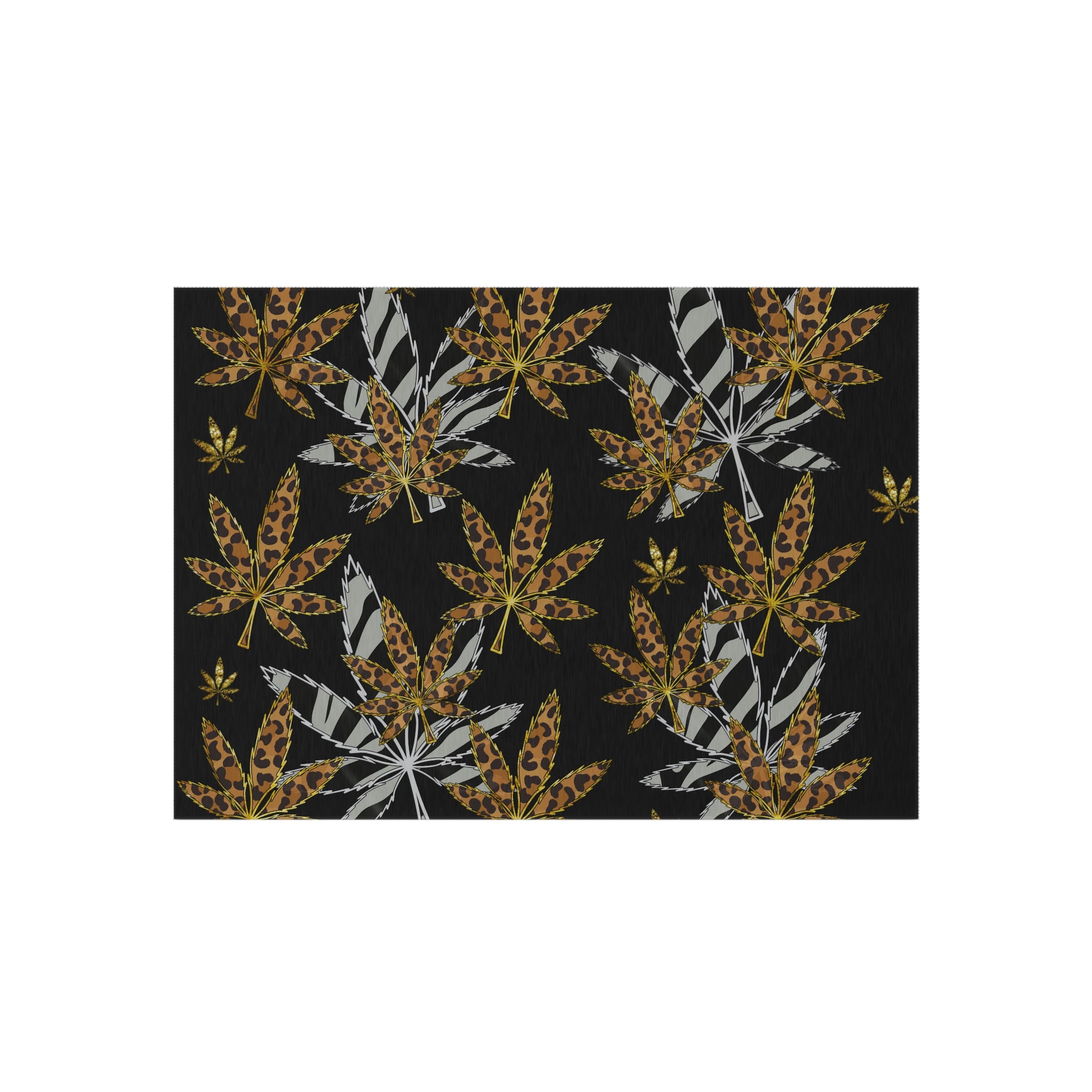 Gold And Zebra Marijuana Pot Weed Leaf 420 Marijuana Leaf Outdoor Rug