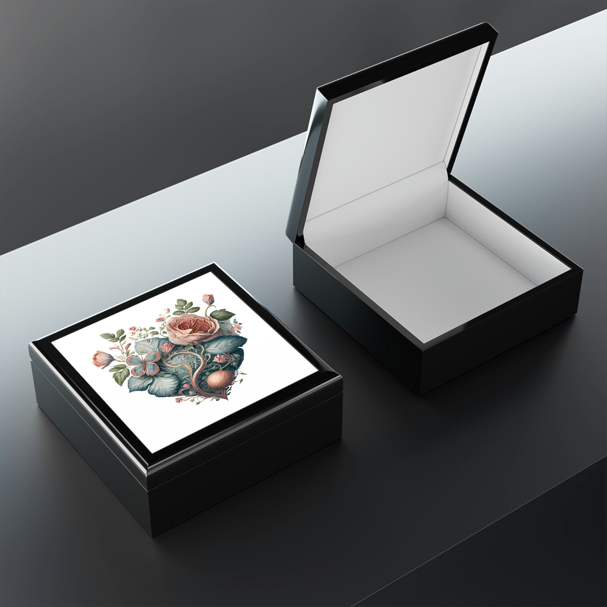 Intricate Hearts by Heron Lake Print 5 Jewelry Box