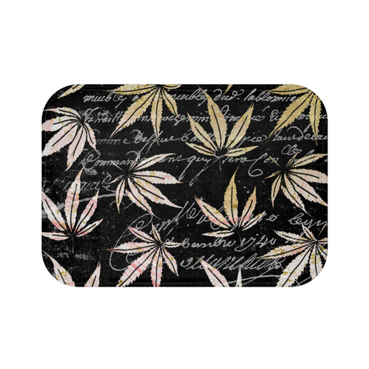 Gold And Black420 Weed Marijuana Leaf Bath Mat