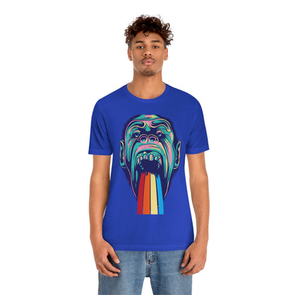 Color Ape Pouring flowing Rainbow Out His Mouth, Unisex Jersey Short Sleeve Tee