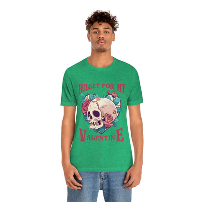 Bullet For My Valentine Skull With Red Roses Unisex Jersey Short Sleeve Tee