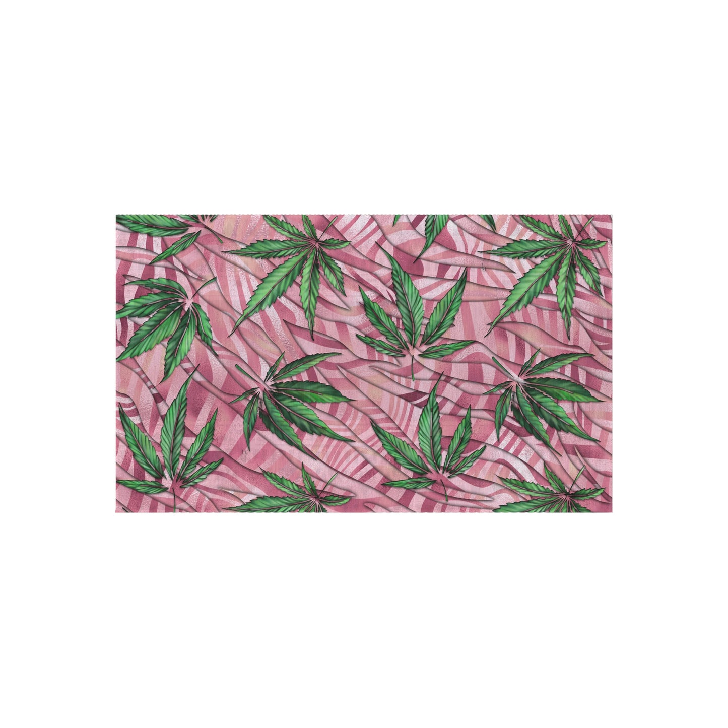 Sassy Pink And Green 420 Weed Marijuana Leaf Outdoor Rug