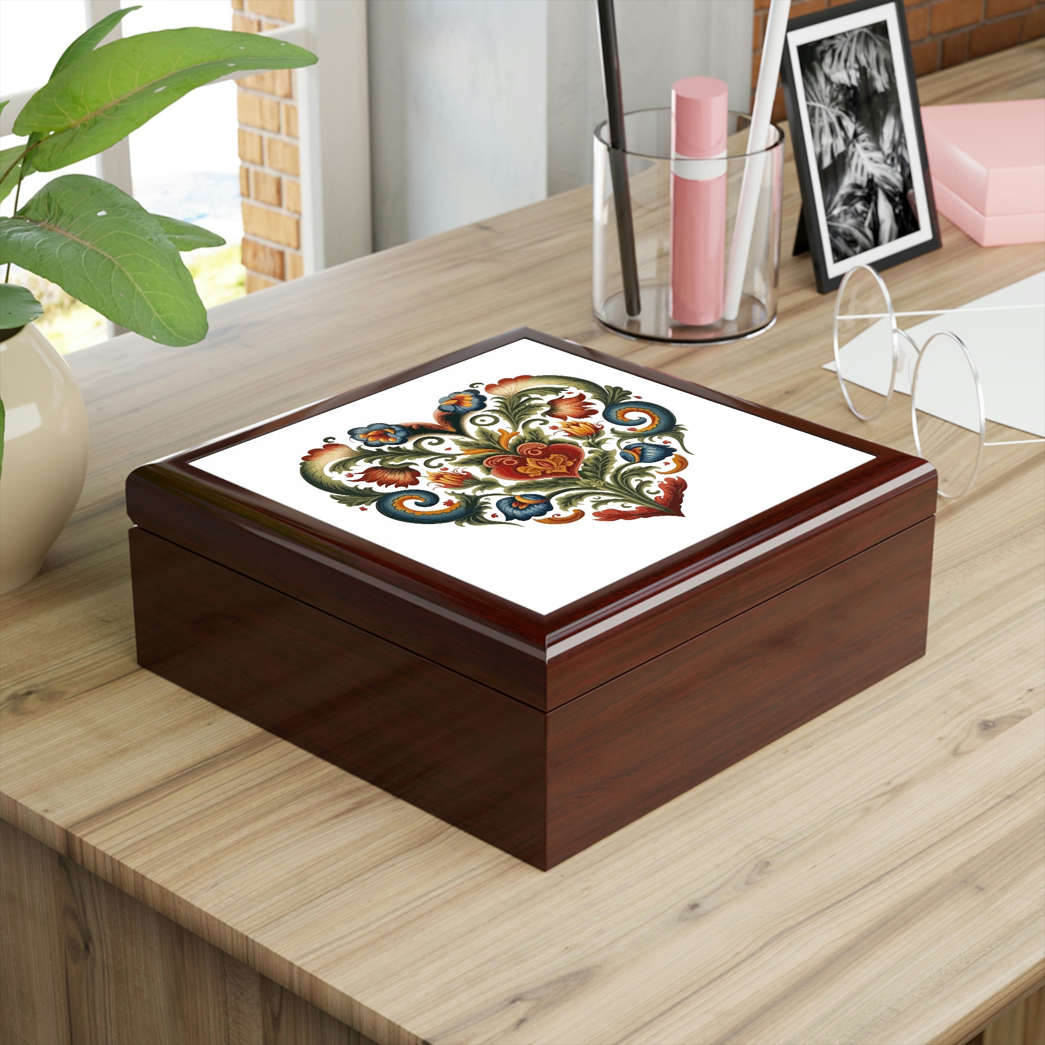 Intricate Hearts by Heron Lake Print 3 Jewelry Box