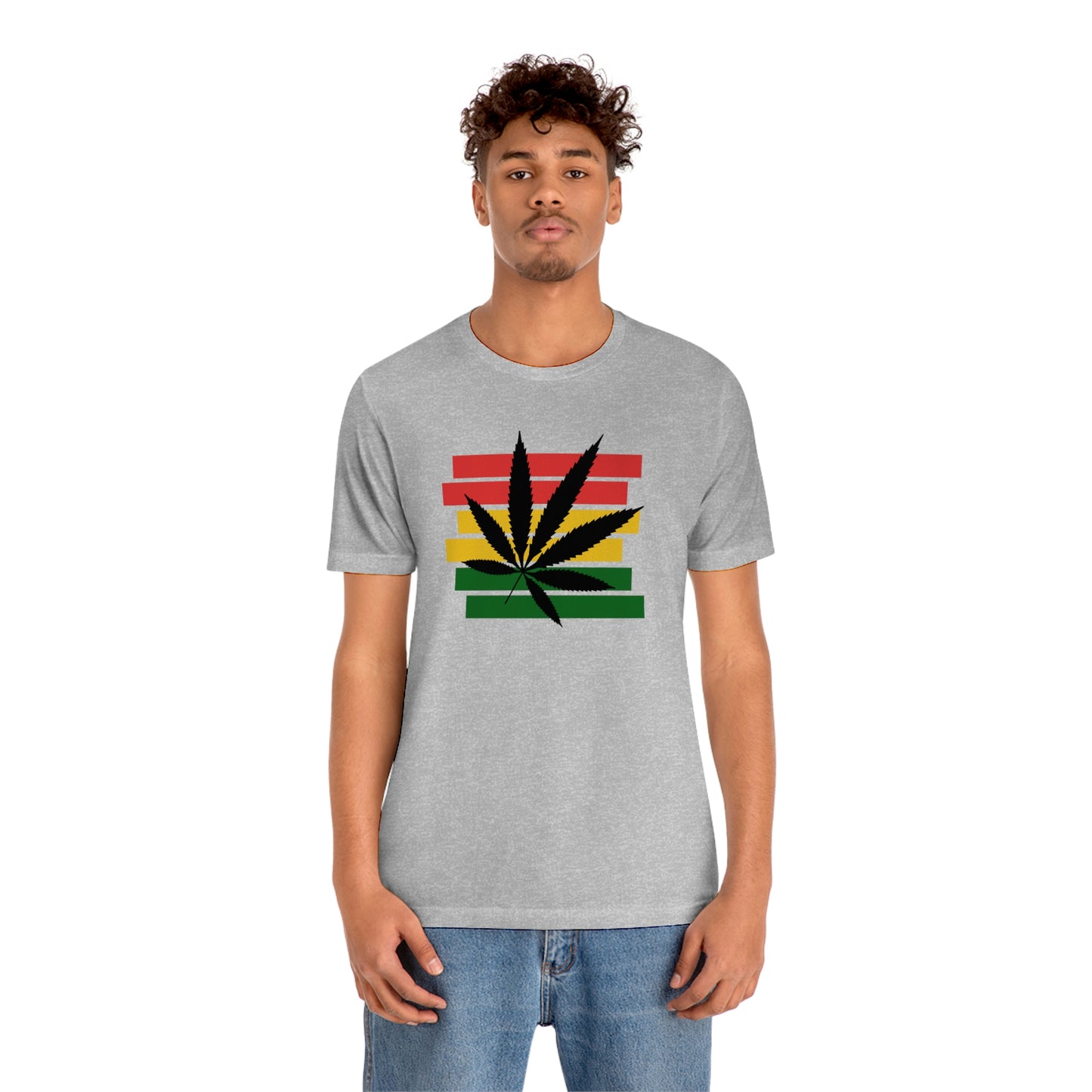 Pot Leaf With Classic Colors, Yellow, Green, Yellow, Unisex Jersey Short Sleeve Tee