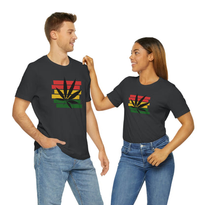 Pot Leaf With Classic Colors, Yellow, Green, Yellow, Unisex Jersey Short Sleeve Tee