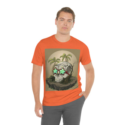 Tropical Island & Skull, Unisex Jersey Short Sleeve Tee