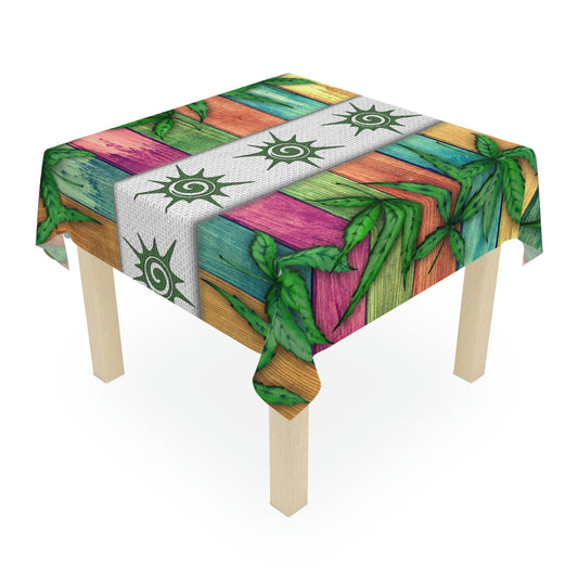 Beautiful Pink Blue Purple Multicolored 420 Weed Pot Marijuana Leaf Tablecloth