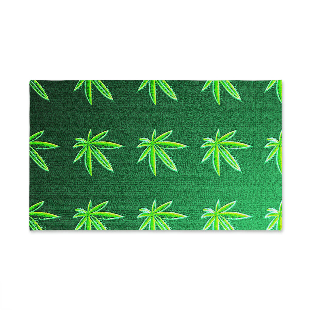 Green Leaf Marijuana Pot Weed Leaf 420 Hand Towel