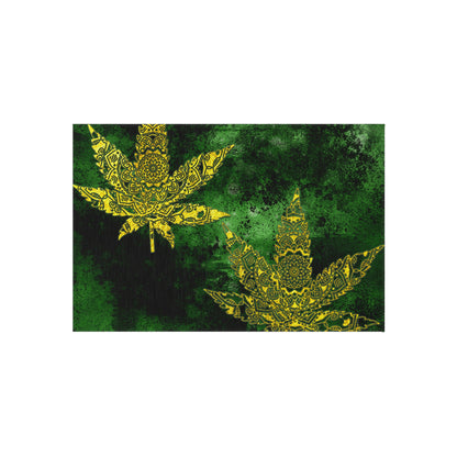 Gorgeous Designed Gold Leaf With multigreen Background Marijuana Pot Weed 420 Outdoor Rug