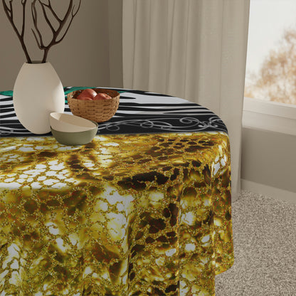 Gold And Zebra White And Black Marijuana Pot Weed Leaf 420 Weed Pot Marijuana Leaf Tablecloth