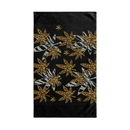 Gold And Zebra Marijuana Pot Weed Leaf 420 Marijuana Leaf Hand Towel