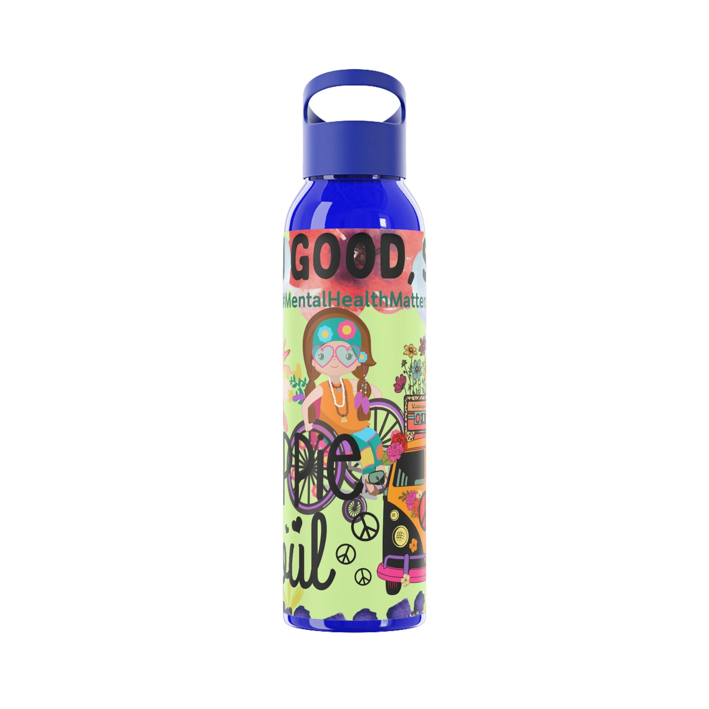 You Good Sis ? Mental Health Awareness Hippie Chic , Wheelchair Green Background Sky Water Bottle