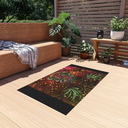 Groovy Island Man Smoking With Marijuana Pot Weed 420 Hands Outdoor Rug