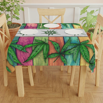 Beautiful Pink Blue Purple Multicolored 420 Weed Pot Marijuana Leaf Tablecloth