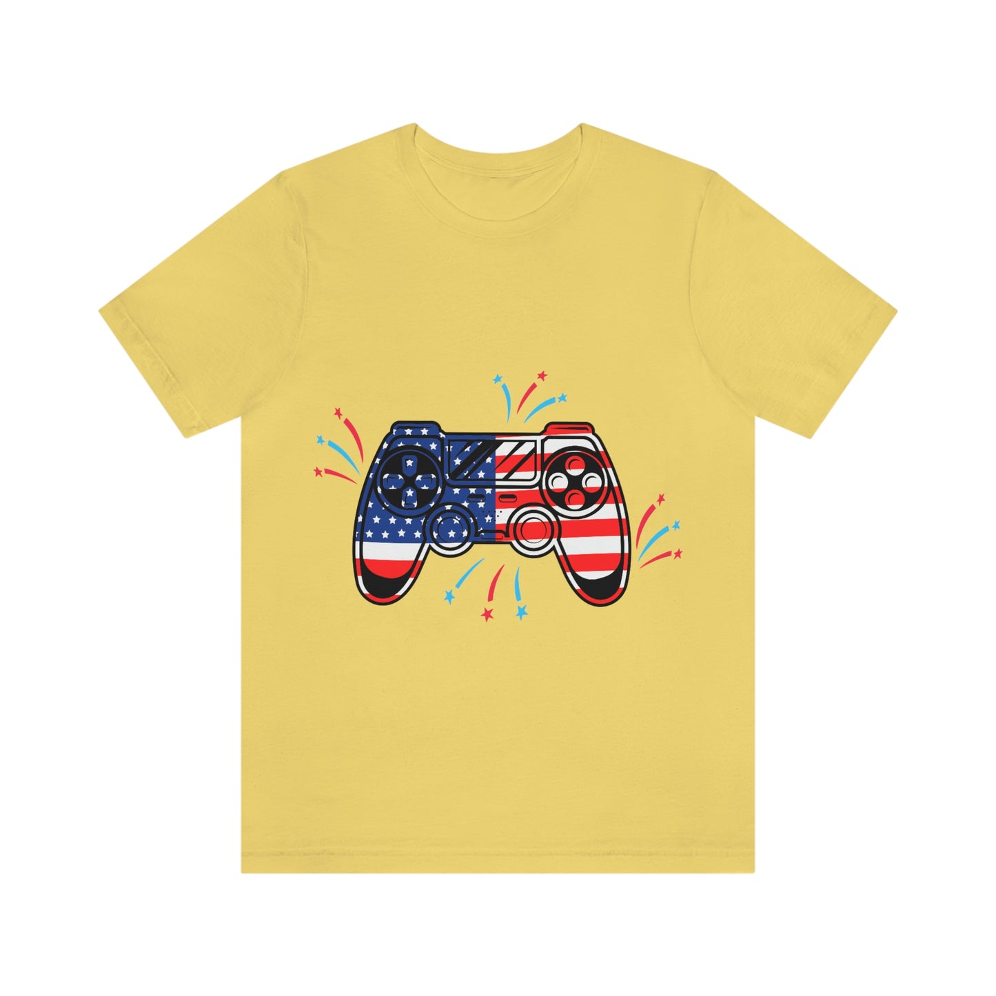 American Flag, Fourth Of July 4th , American Flag Game Controller Unisex Jersey Short Sleeve Tee