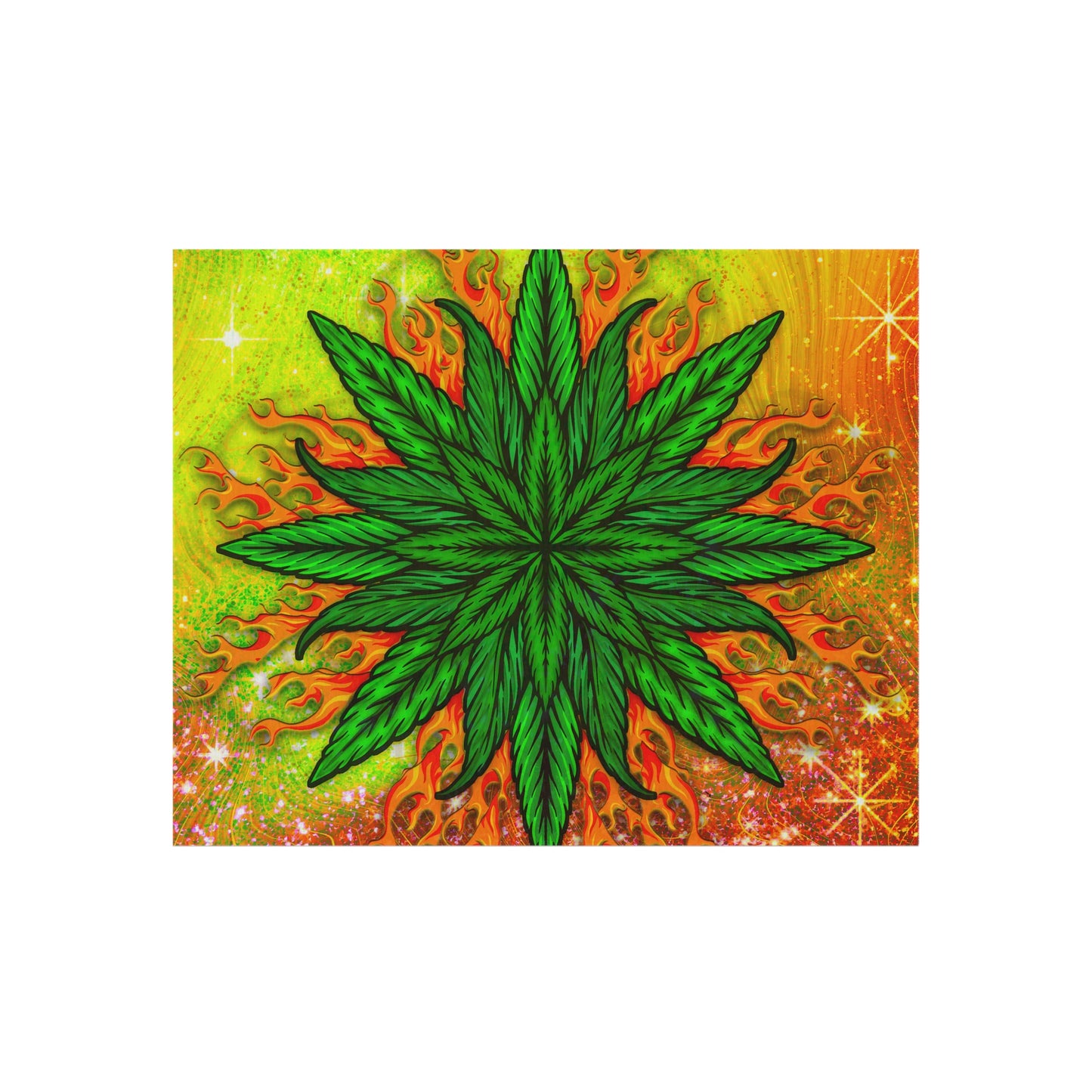 Pot Leaf Collage With Yellow Orange Background With Marijuana Pot Weed 420 Outdoor Rug