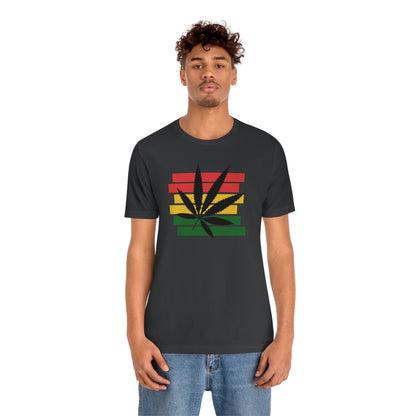 Pot Leaf With Classic Colors, Yellow, Green, Yellow, Unisex Jersey Short Sleeve Tee