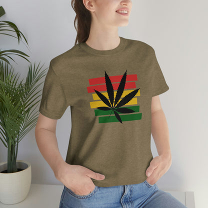 Pot Leaf With Classic Colors, Yellow, Green, Yellow, Unisex Jersey Short Sleeve Tee