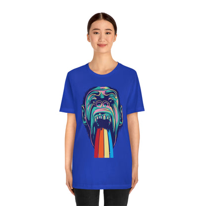 Color Ape Pouring flowing Rainbow Out His Mouth, Unisex Jersey Short Sleeve Tee