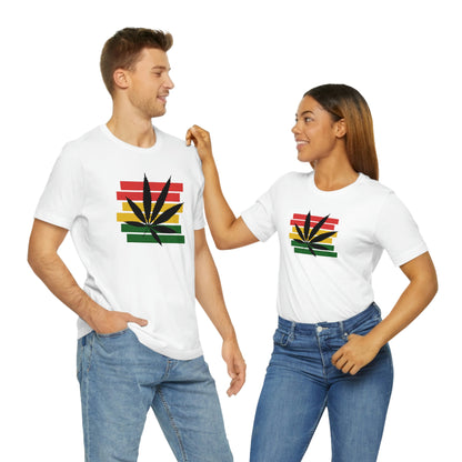 Pot Leaf With Classic Colors, Yellow, Green, Yellow, Unisex Jersey Short Sleeve Tee