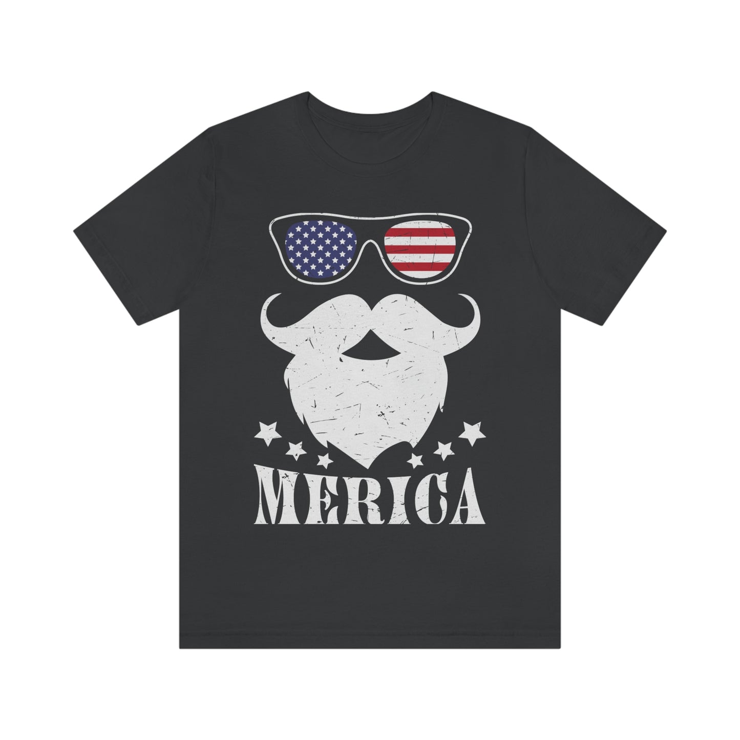 American Flag Sunglass Beard And Merican With Stars Unisex Jersey Short Sleeve Tee