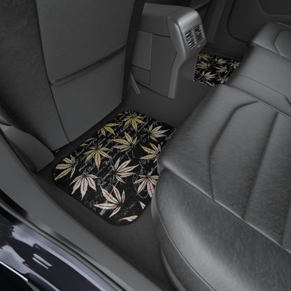 Gold And Black 420 Weed Marijuana Leaf Car Mats (Set of 4)