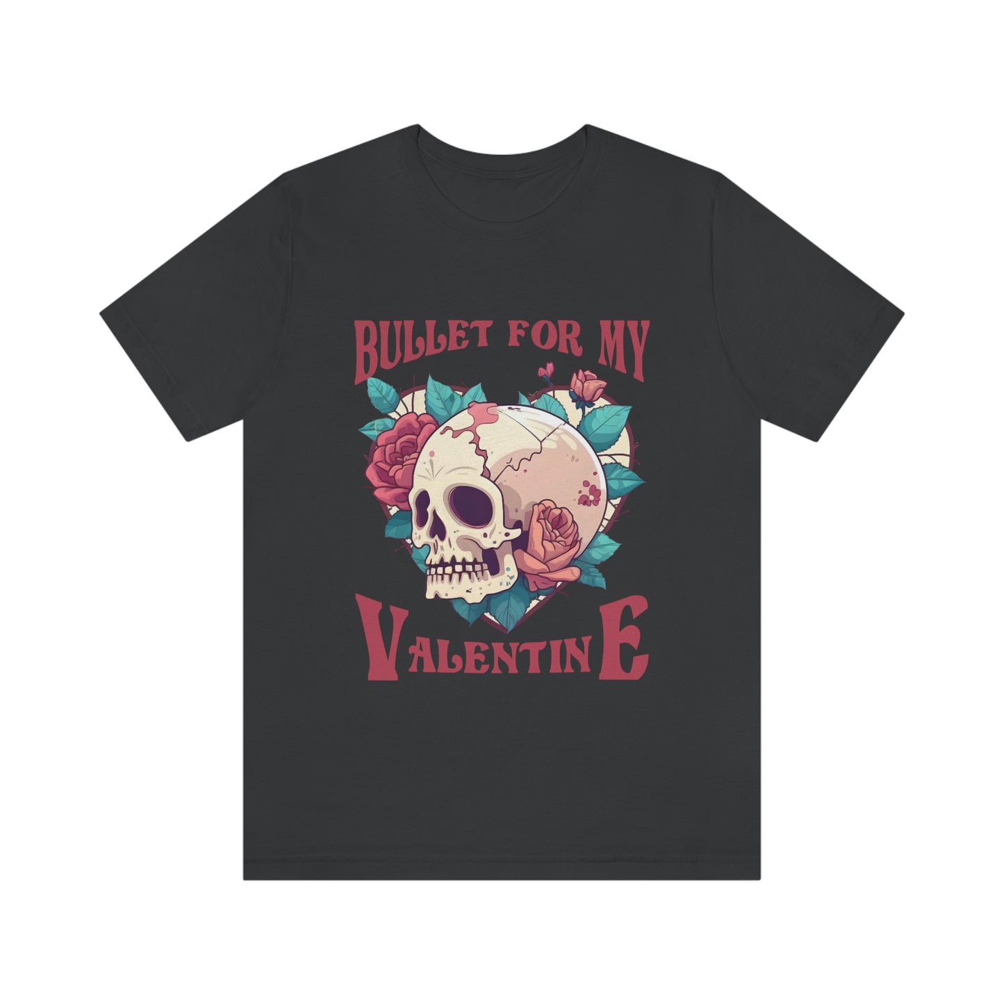 Bullet For My Valentine Skull With Red Roses Unisex Jersey Short Sleeve Tee