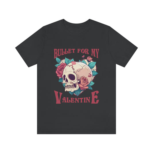 Bullet For My Valentine Skull With Red Roses Unisex Jersey Short Sleeve Tee