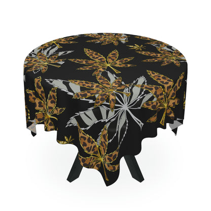 Gold And Zebra Marijuana Pot Weed Leaf 420 Marijuana Tablecloth