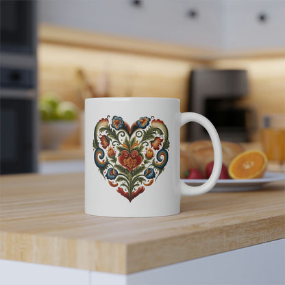 Intricate Hearts by Heron Lake Print 3 White Mug, 11oz