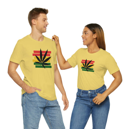 Pot Leaf With Classic Colors, Yellow, Green, Yellow, Unisex Jersey Short Sleeve Tee