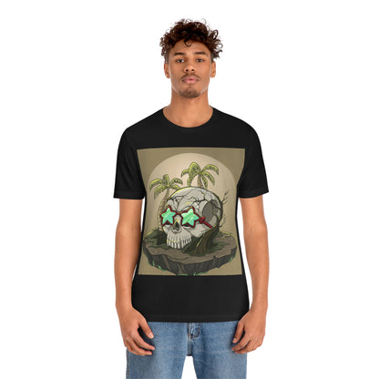 Tropical Island & Skull, Unisex Jersey Short Sleeve Tee