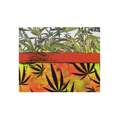 Beautiful Redish Orange Banded Marijuana 420 Pot Weed Leaf Outdoor Rug