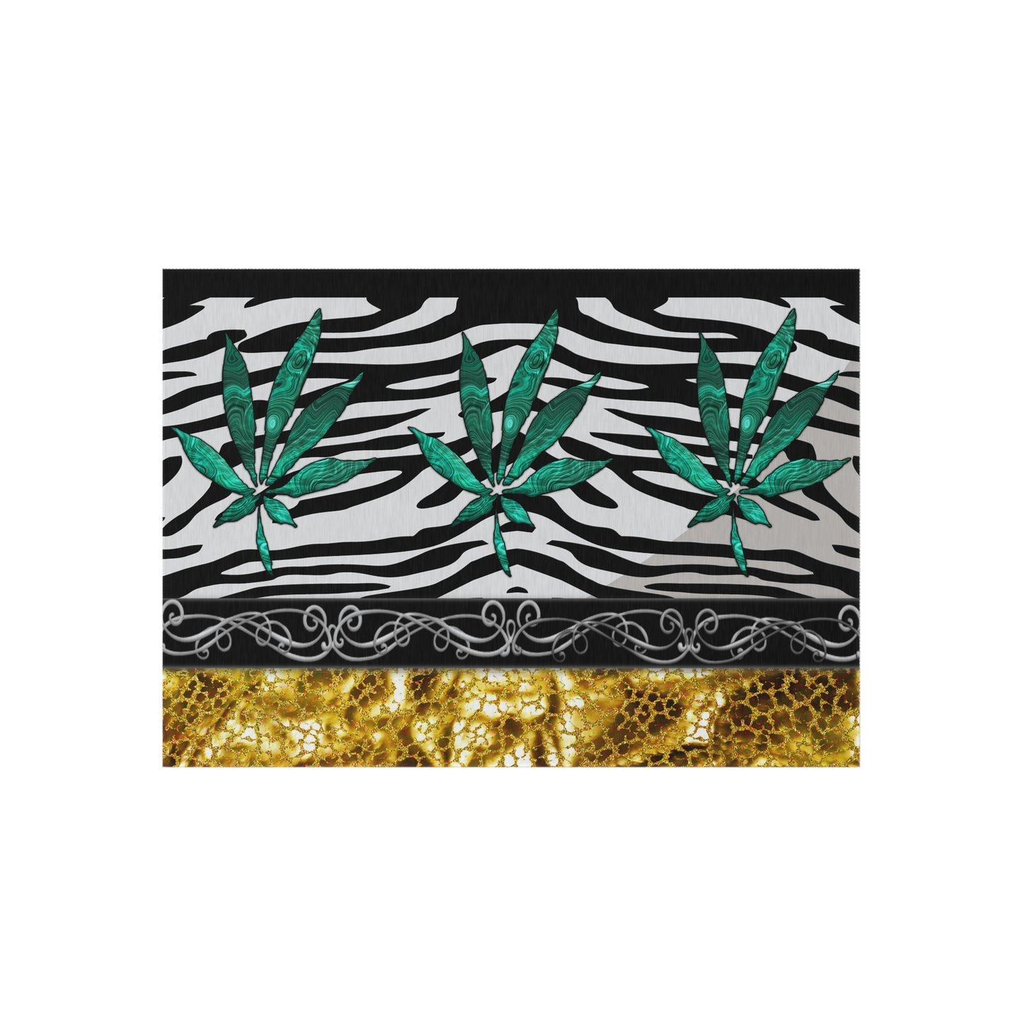 Gold And Zebra White And Black Marijuana Pot Weed Leaf 420 Weed Pot Marijuana Leaf Outdoor Rug