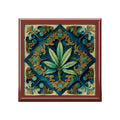 Marijuana Leaf Blue Green Collage Jewelry Box