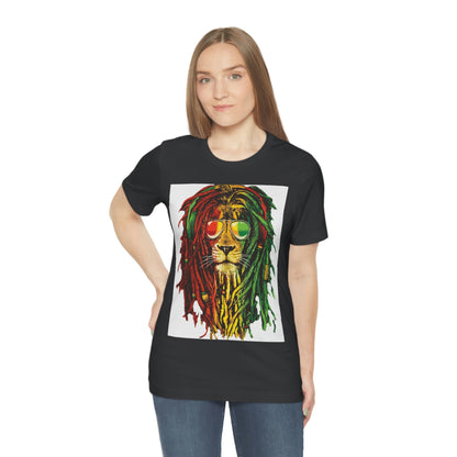 Reggae Lion With Dread locks, Unisex Jersey Short Sleeve Tee